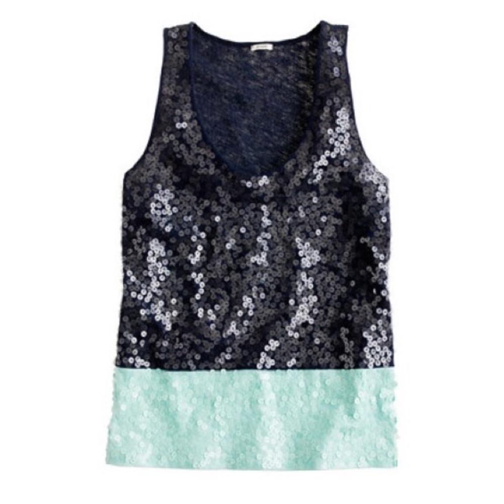 NWOT J. Crew Color-Blocked Sequin Tank Top